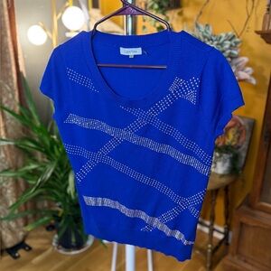 Calvin Klein Women's Royal Blue Studded Tee
